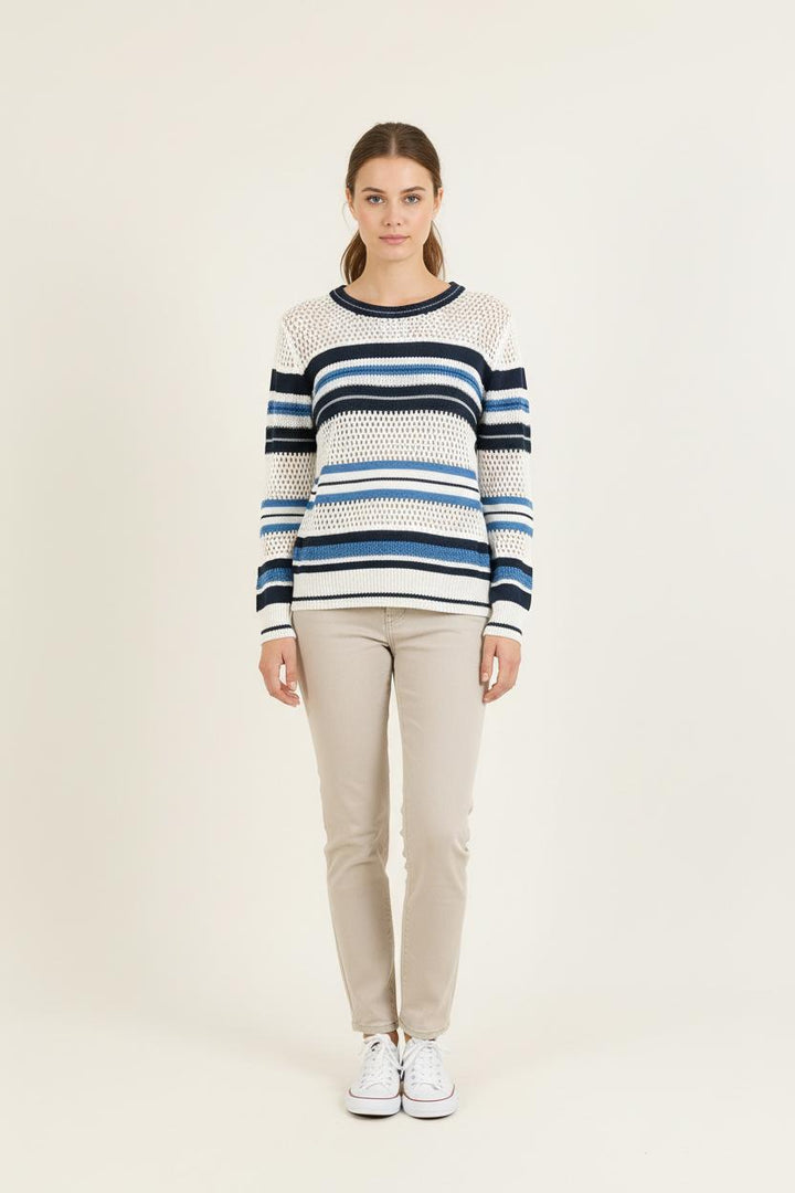 Pull Blanc et Bleu - Taille XS/34 de la marque Bérénice | PARAD72869 - Vendu par Paradigme - Image 1