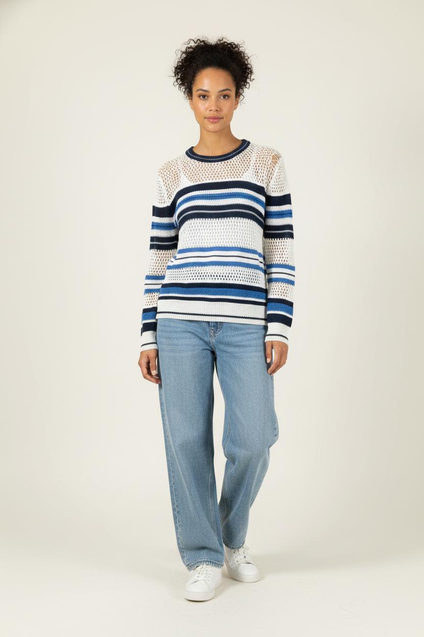 Pull Blanc et Bleu - Taille M/38 de la marque Bérénice | PARAD72871 - Vendu par Paradigme - Image 1