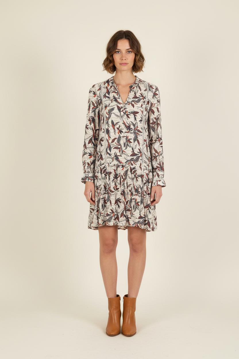 Robe Imprimée Beige et Rouge - Taille S/36 de la marque Bérénice | PARAD72913 - Vendu par Paradigme - Image 1