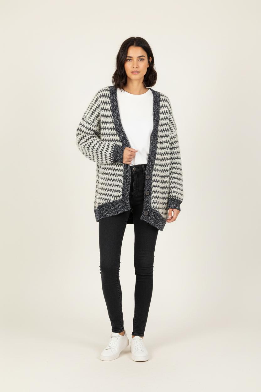 Cardigan Blanc et Noir - Taille S/36 de la marque Bérénice | PARAD72969 - Vendu par Paradigme - Image 1