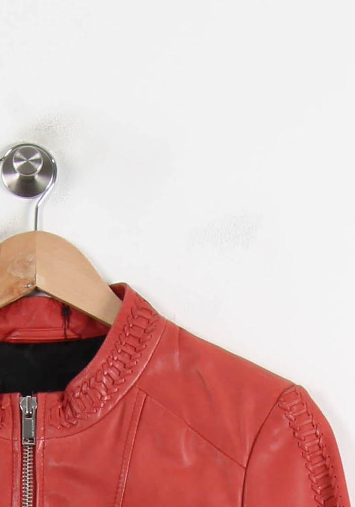Blouson en cuir Rouge - Taille S/36 de la marque IKKS | PARAD72978 - Vendu par Paradigme - Image 3