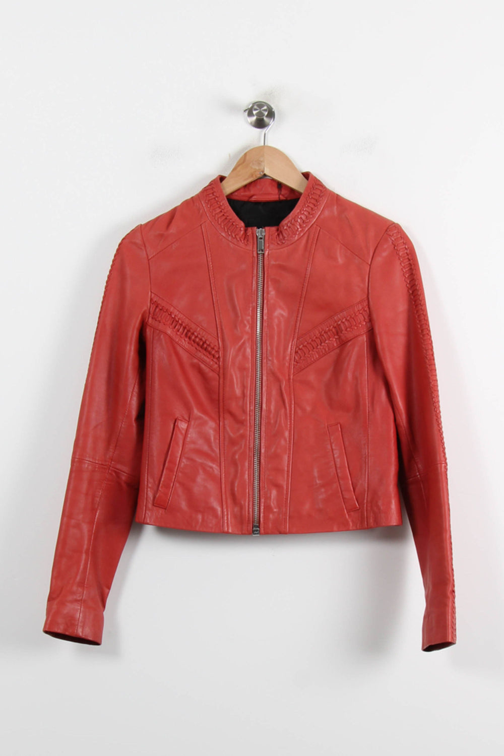 Blouson en cuir Rouge - Taille S/36 de la marque IKKS | PARAD72978 - Vendu par Paradigme - Image 2