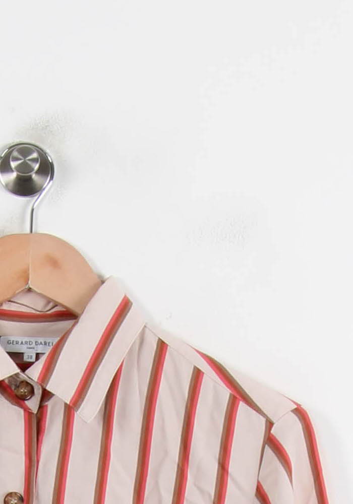 Chemise Rayée Beige et Rouge - Taille M/38 de la marque Gerard Darel | PARAD72995 - Vendu par Paradigme - Image 3
