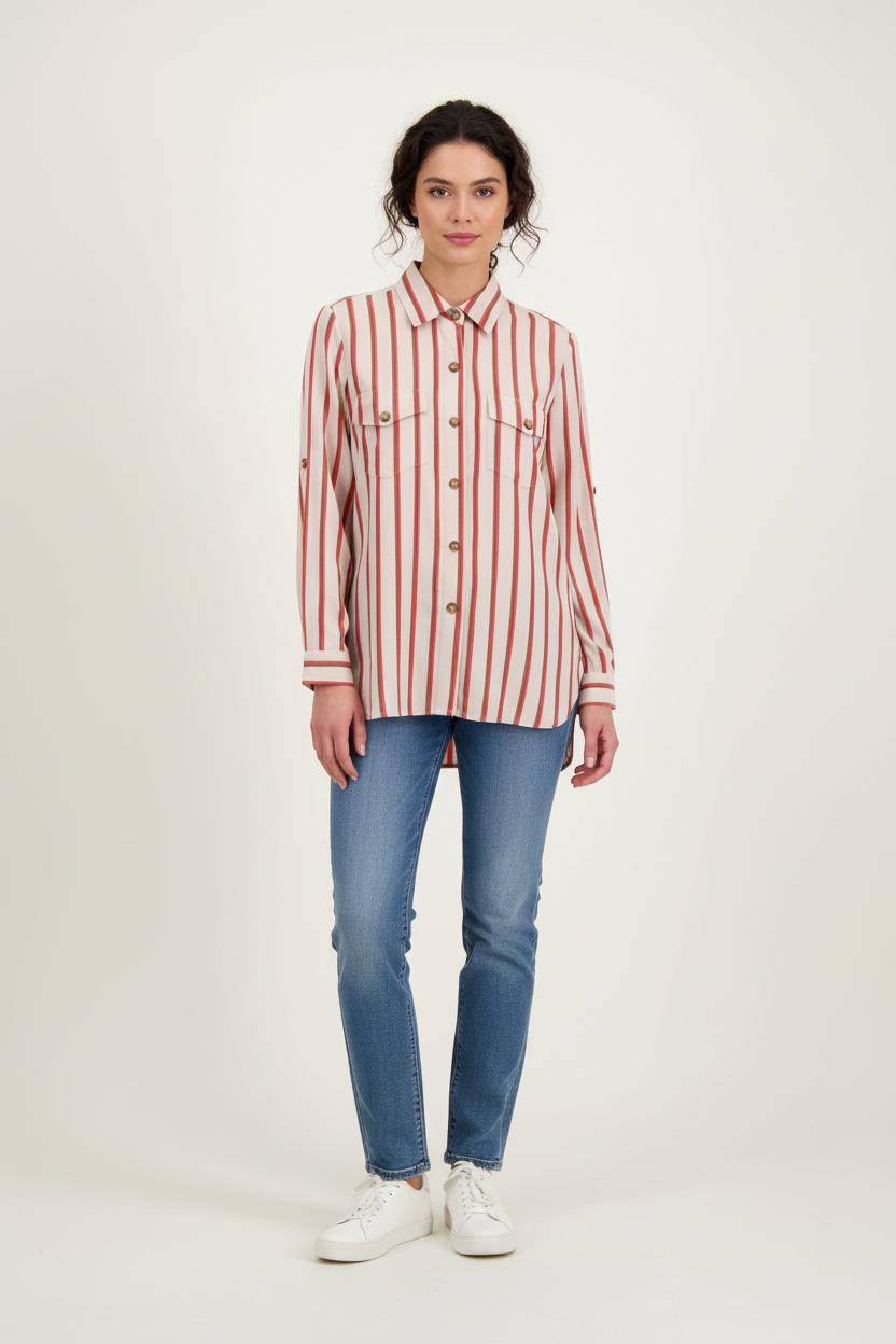 Chemise Rayée Beige et Rouge - Taille M/38 de la marque Gerard Darel | PARAD72995 - Vendu par Paradigme - Image 1