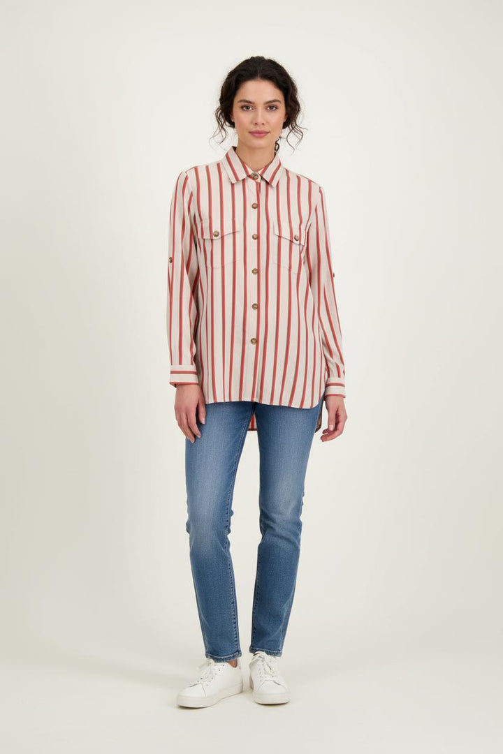 Chemise Rayée Beige et Rouge - Taille M/38 de la marque Gerard Darel | PARAD72995 - Vendu par Paradigme - Image 1