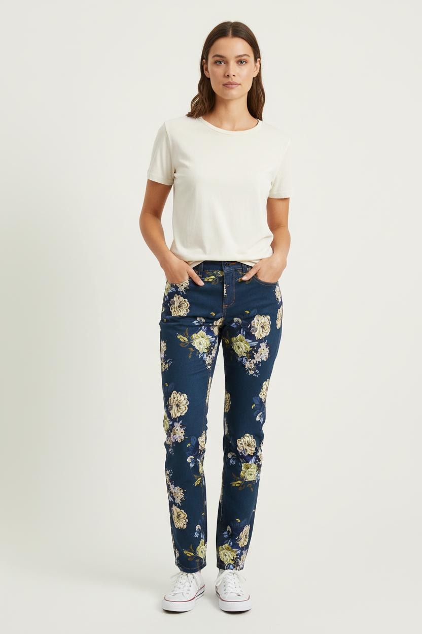 Jean Fleuri Bleu et Jaune - Taille S/36 de la marque Liu Jo | PARAD73000 - Vendu par Paradigme - Image 1