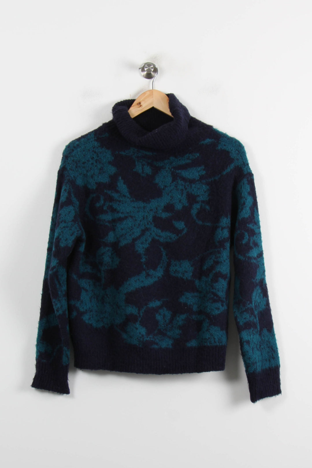 Pull Col Roulé Bleu Marine et Vert - Taille XS/34 de la marque La Fée Maraboutée | PARAD73004 - Vendu par Paradigme - Image 4