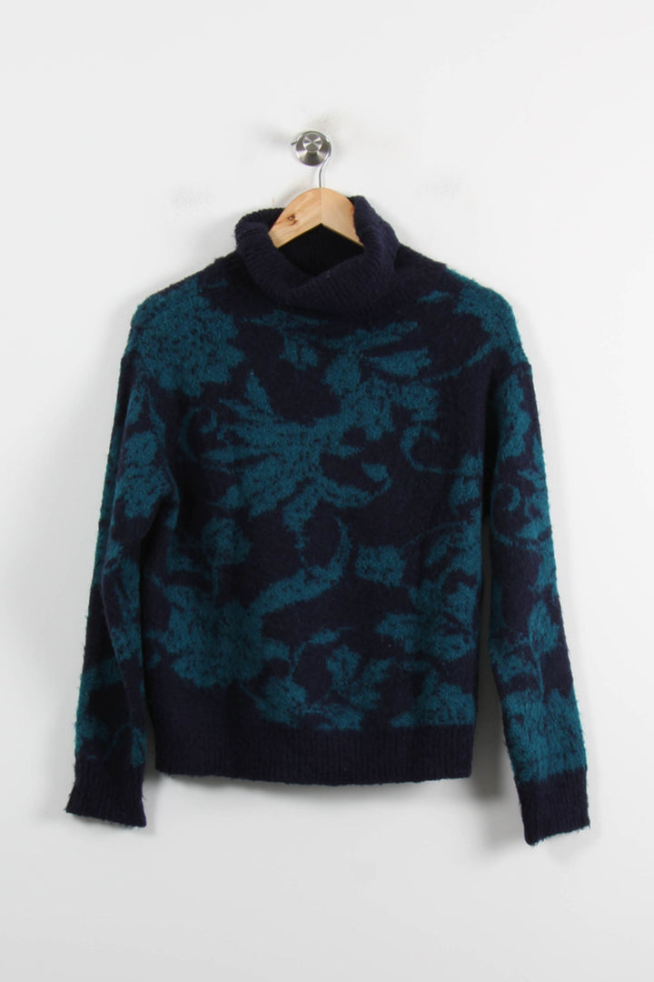 Pull Col Roulé Bleu Marine et Vert - Taille XS/34 de la marque La Fée Maraboutée | PARAD73004 - Vendu par Paradigme - Image 4