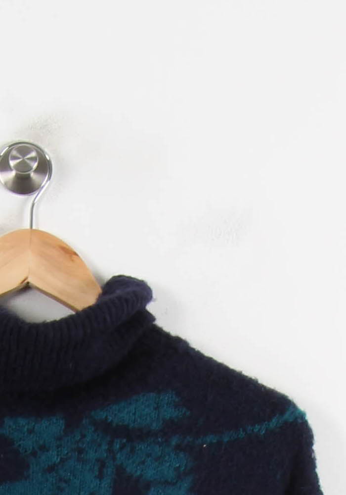 Pull Col Roulé Bleu Marine et Vert - Taille XS/34 de la marque La Fée Maraboutée | PARAD73004 - Vendu par Paradigme - Image 3