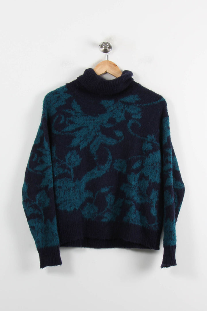Pull Col Roulé Bleu Marine et Vert - Taille XS/34 de la marque La Fée Maraboutée | PARAD73004 - Vendu par Paradigme - Image 2