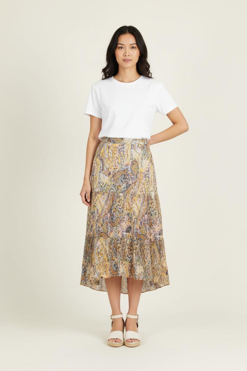 Jupe Midi Jaune et Bleu - Taille S/36 de la marque ZAPA | PARAD73031 - Vendu par Paradigme - Image 1