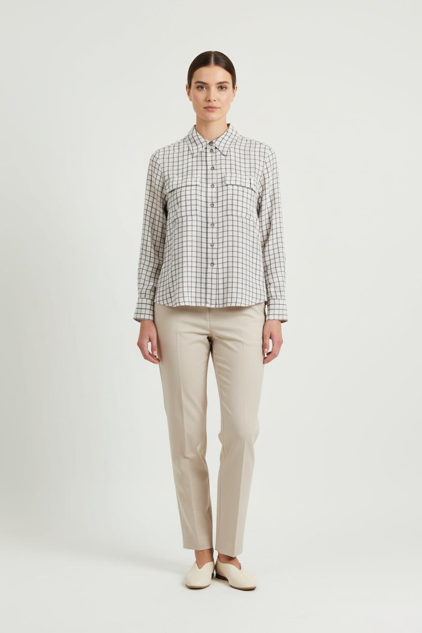 Chemise à Carreaux Beige et Noire - Taille M/38 de la marque Comptoir des Cotonniers | PARAD73045 - Vendu par Paradigme - Image 1