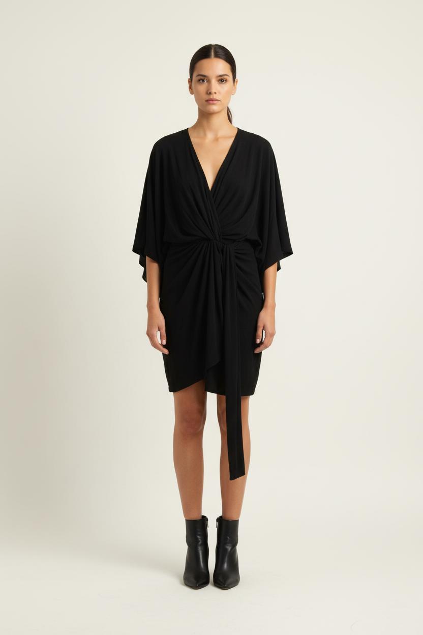 Robe Drapée Noire - Taille M/38 de la marque The Kooples | PARAD73059 - Vendu par Paradigme - Image 1