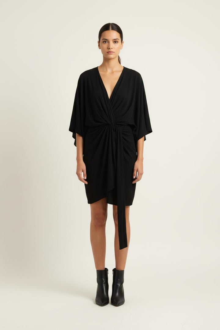 Robe Drapée Noire - Taille M/38 de la marque The Kooples | PARAD73059 - Vendu par Paradigme - Image 1
