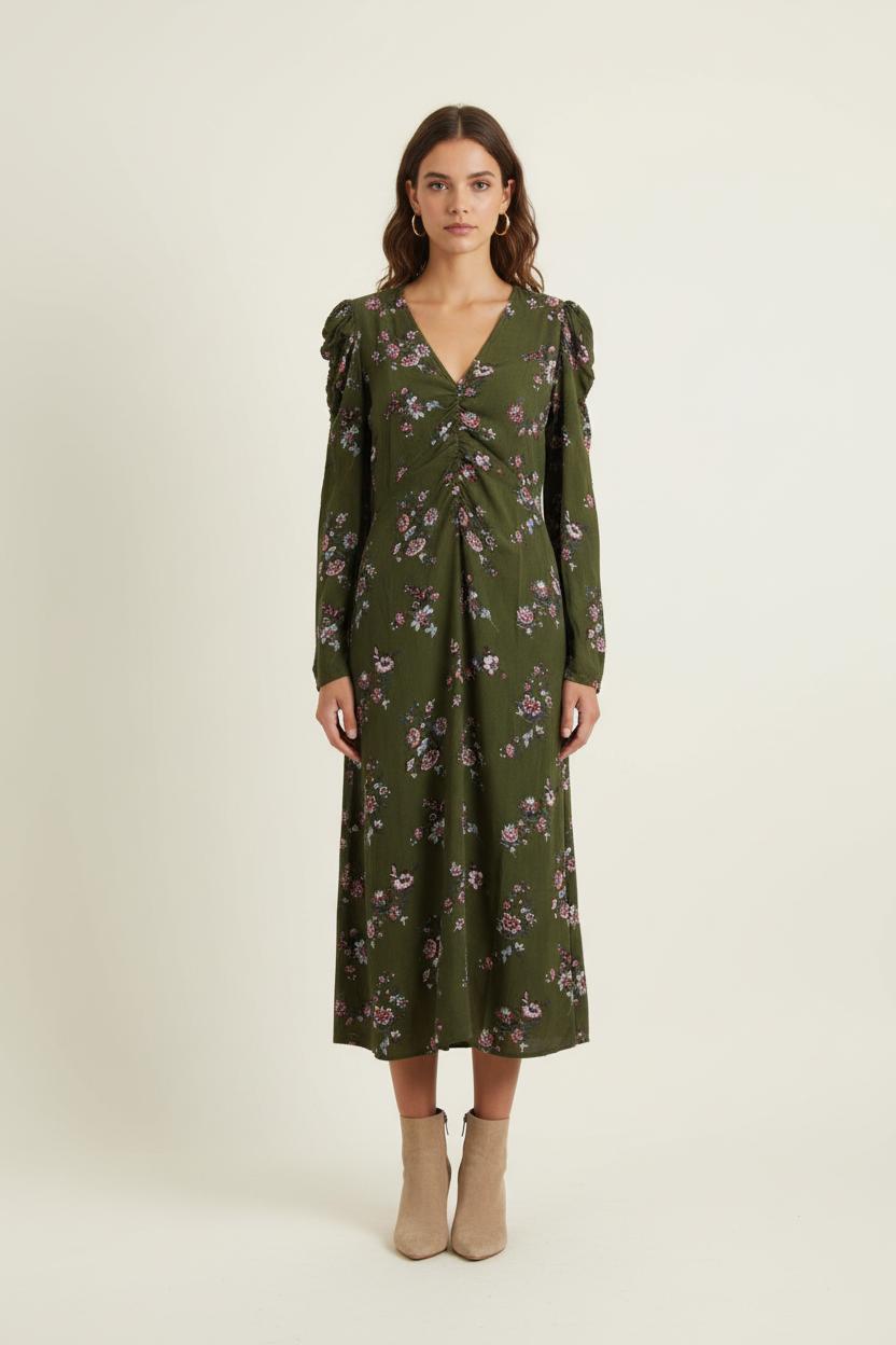 Robe Longue Verte à Fleurs - Taille S/36 de la marque Petite Mendigote | PARAD73066 - Vendu par Paradigme - Image 1