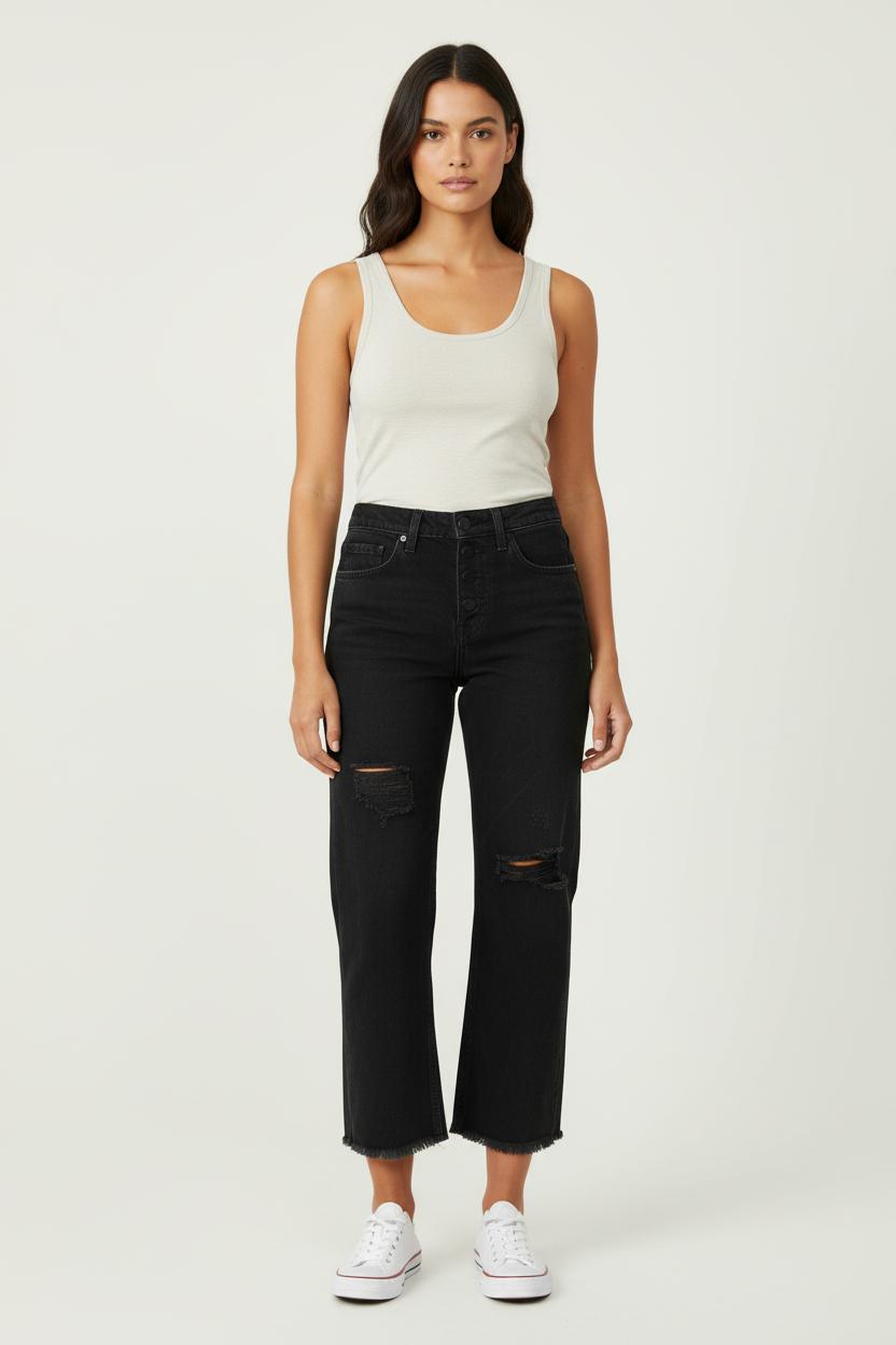 Jean Déchiré Noir - Taille S/36 de la marque Bérénice | PARAD73068 - Vendu par Paradigme - Image 1