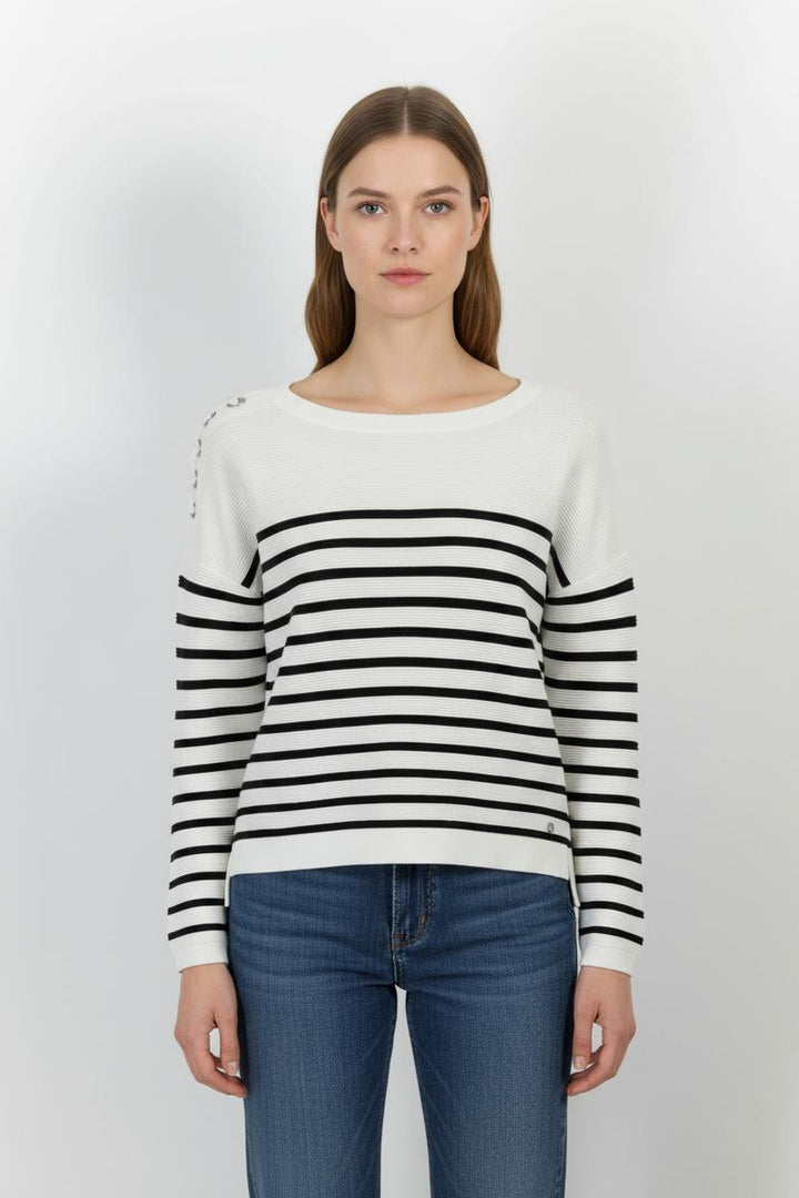 Pull Blanc et Noir - Taille S/36 de la marque IKKS | PARAD73081 - Vendu par Paradigme - Image 1