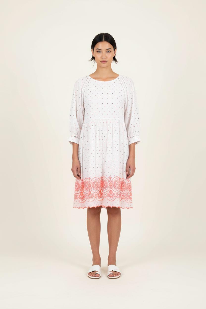 Robe Brodée Blanche et Rouge - Taille XS/34 de la marque Sézane | PARAD73088 - Vendu par Paradigme - Image 1