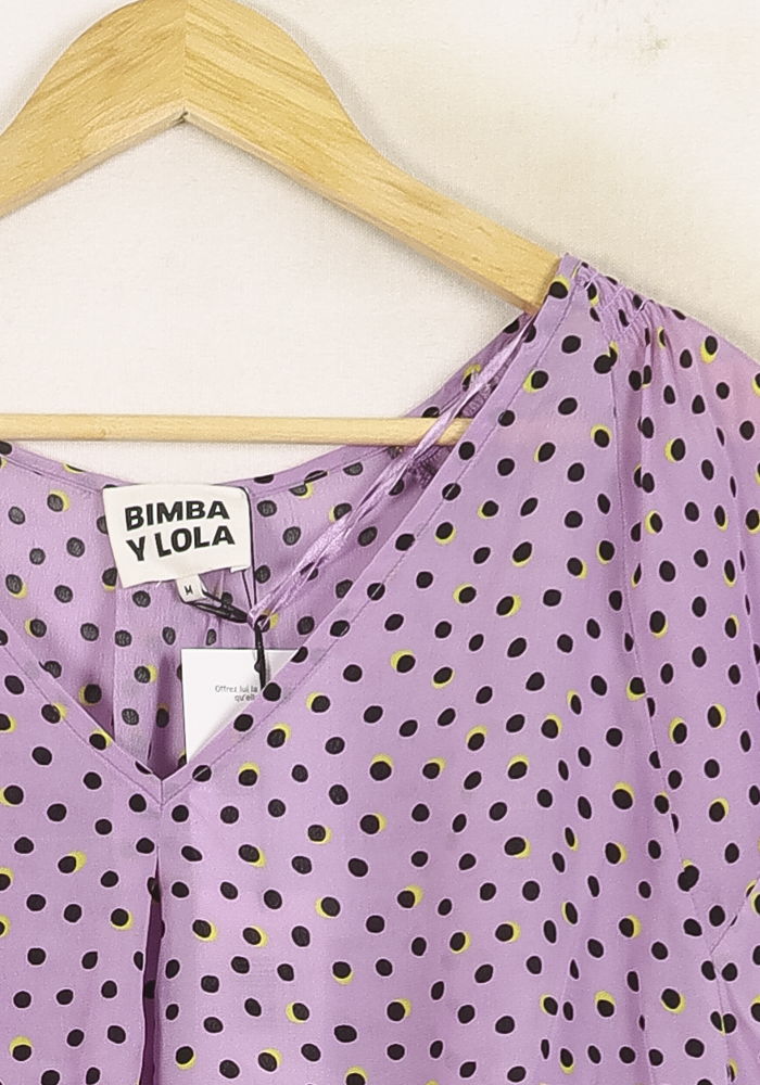 Blouse Violette à Pois Noirs - Taille L/40 de la marque Bimba y Lola | PARAD73096 - Vendu par Paradigme - Image 3