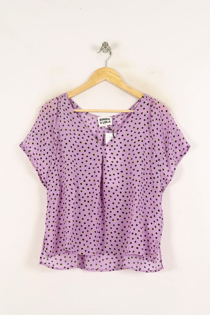 Blouse Violette à Pois Noirs - Taille L/40 de la marque Bimba y Lola | PARAD73096 - Vendu par Paradigme - Image 2