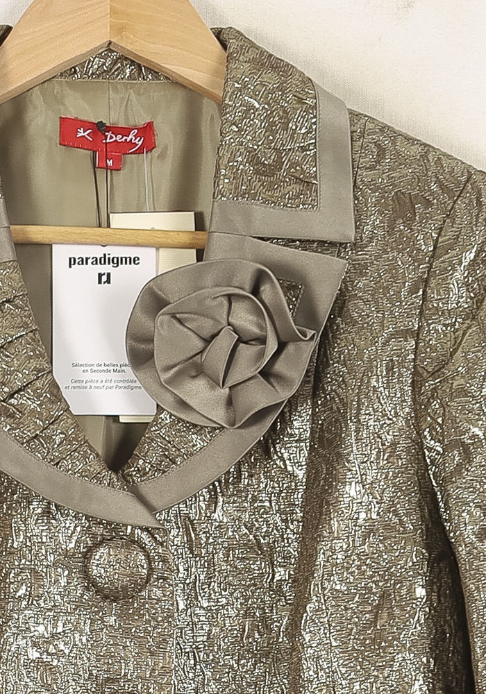 Veste Blazer Dorée - Taille M/38 de la marque Derhy | PARAD73102 - Vendu par Paradigme - Image 3