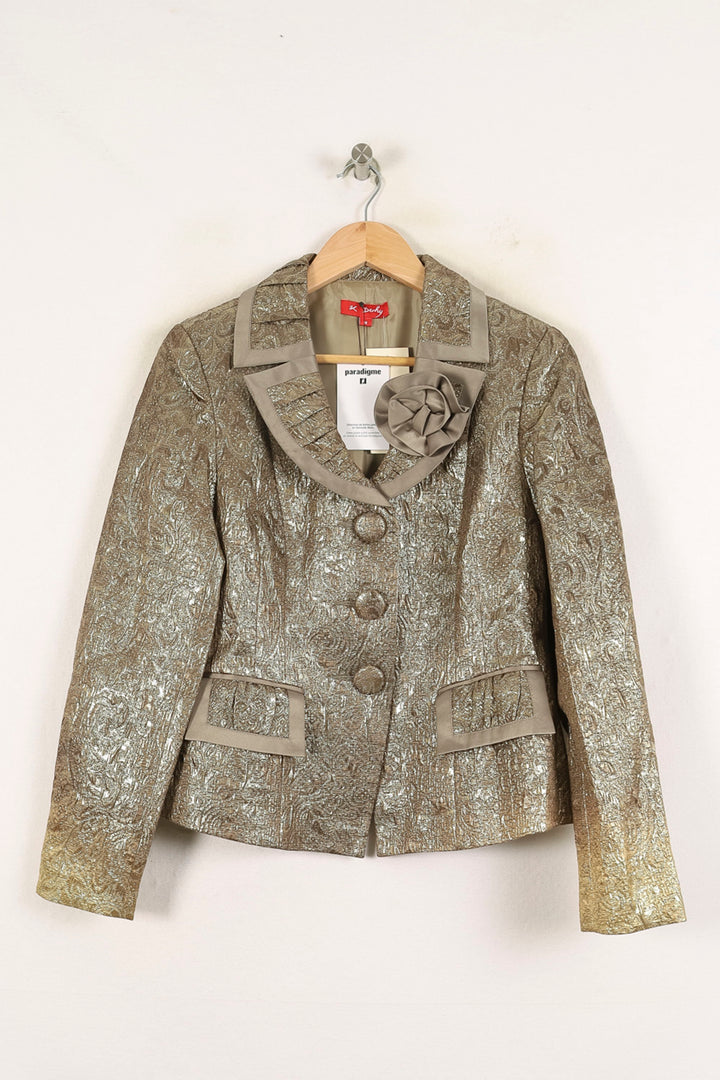 Veste Blazer Dorée - Taille M/38 de la marque Derhy | PARAD73102 - Vendu par Paradigme - Image 2