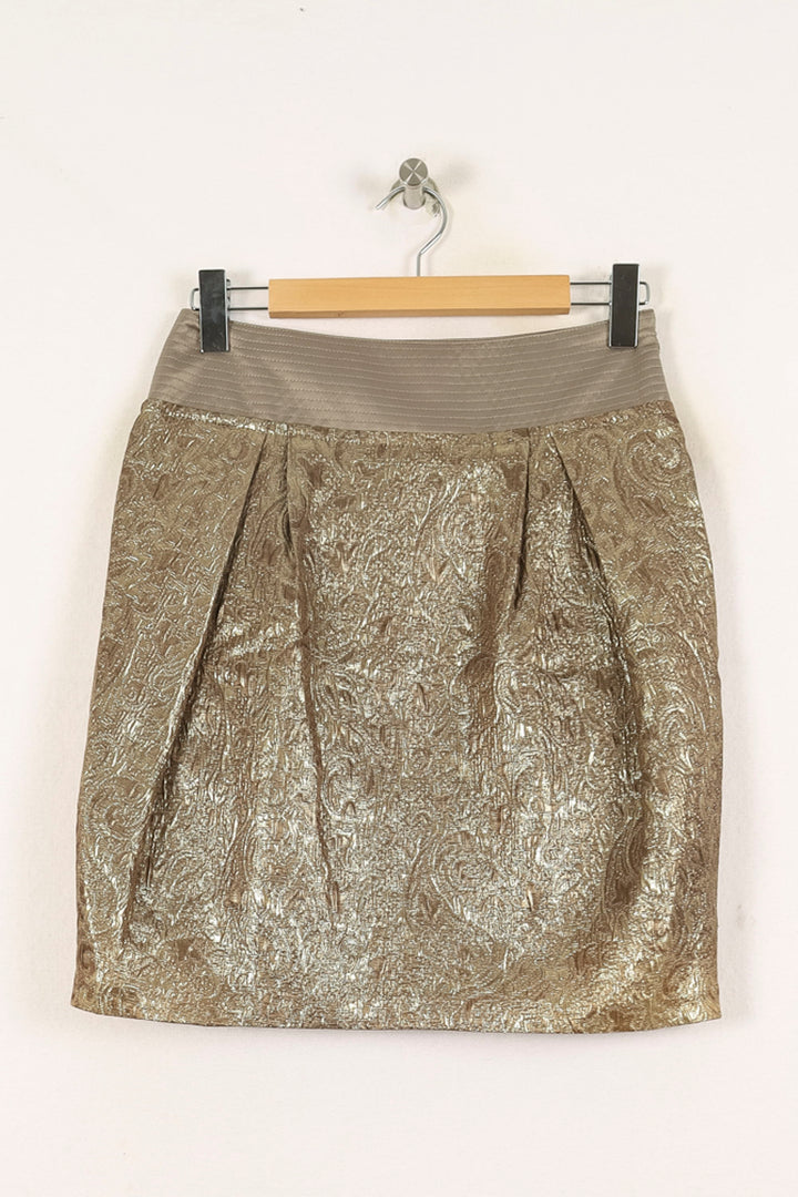 Jupe Courte Or - Taille S/36 de la marque Derhy | PARAD73104 - Vendu par Paradigme - Image 2