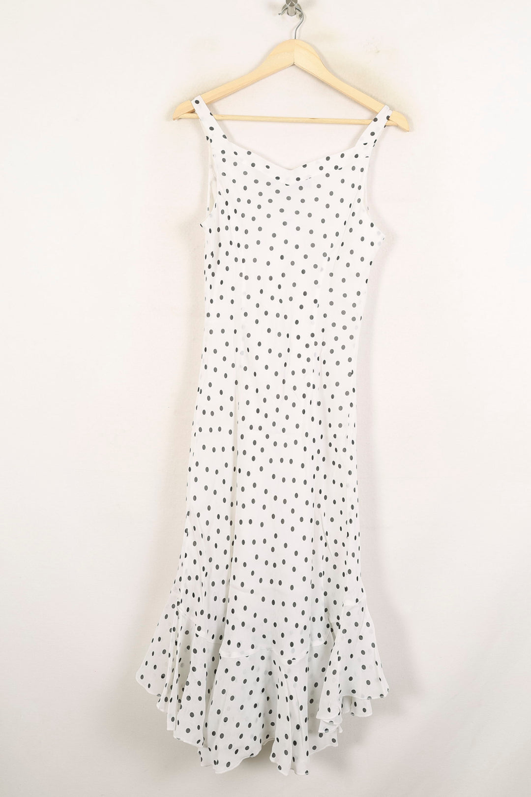 Robe Longue Blanche à Pois Noirs - Taille L/40 de la marque Caroll | PARAD73108 - Vendu par Paradigme - Image 4