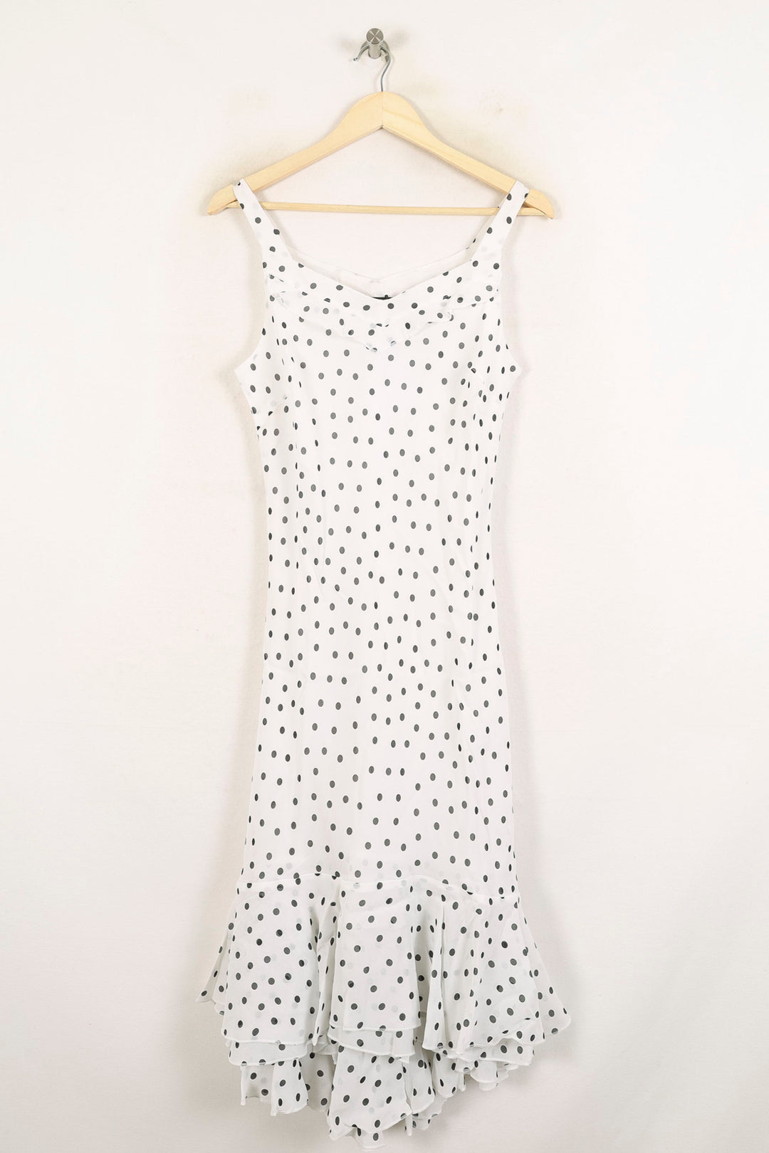 Robe Longue Blanche à Pois Noirs - Taille L/40 de la marque Caroll | PARAD73108 - Vendu par Paradigme - Image 2