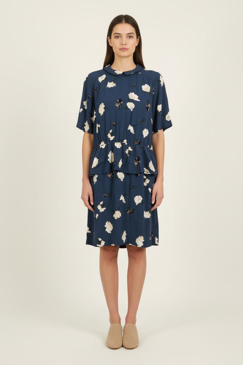 Robe Fleurie Bleue et Blanche - Taille S/36 de la marque Ganni | PARAD73126 - Vendu par Paradigme - Image 1