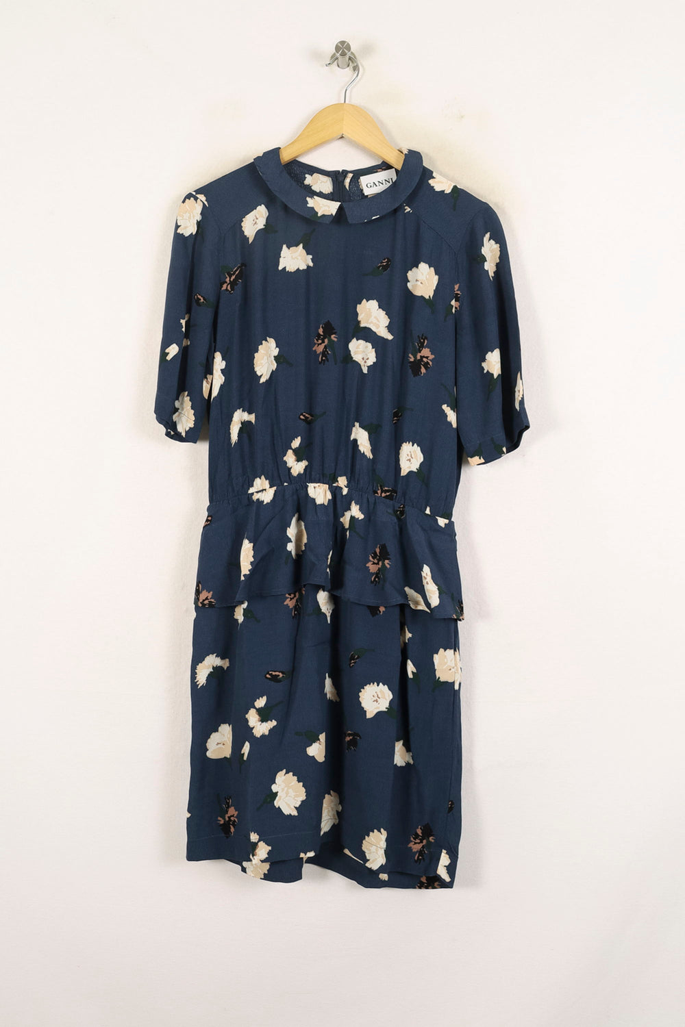 Robe Fleurie Bleue et Blanche - Taille S/36 de la marque Ganni | PARAD73126 - Vendu par Paradigme - Image 2