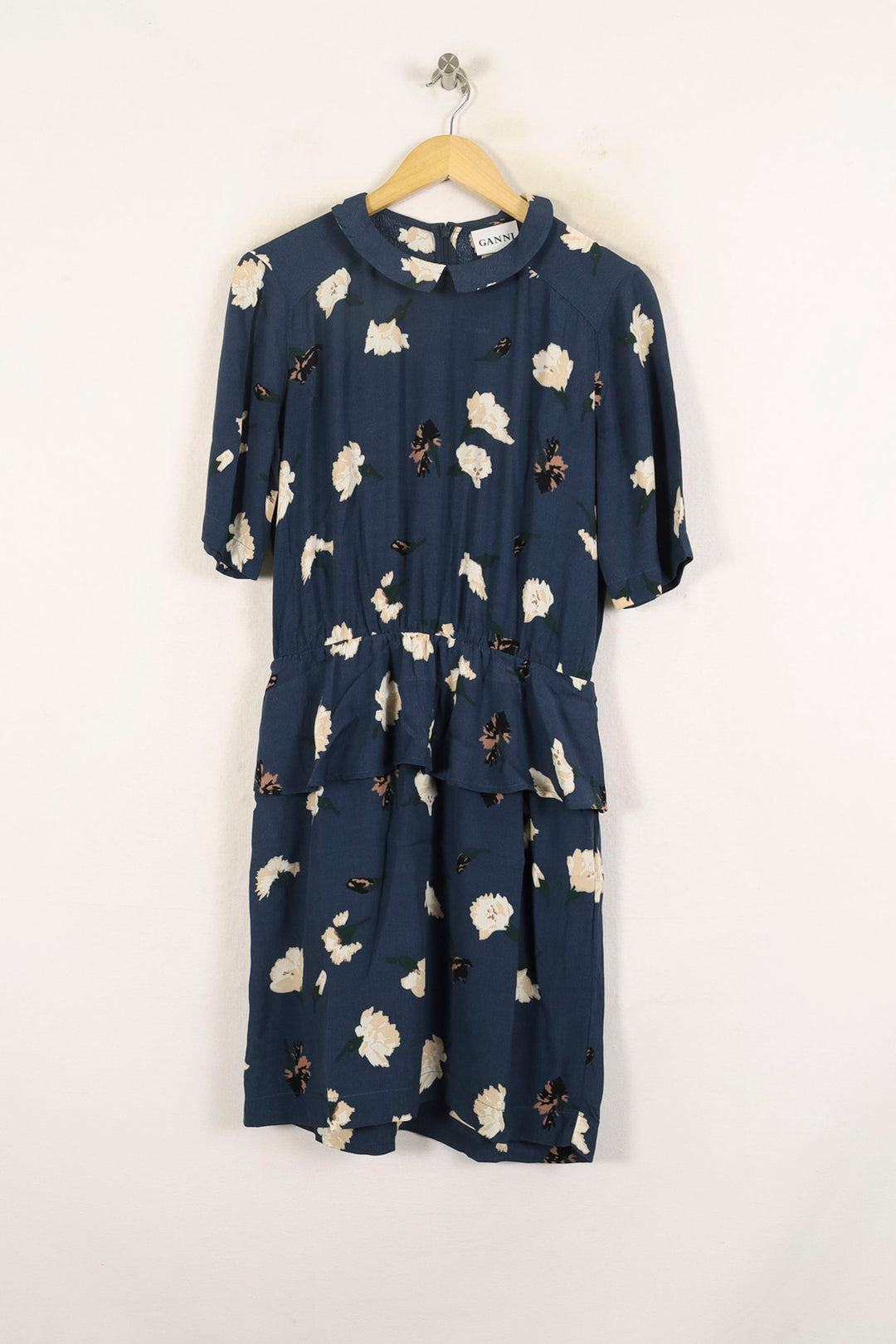 Robe Fleurie Bleue et Blanche - Taille S/36 de la marque Ganni | PARAD73126 - Vendu par Paradigme - Image 2