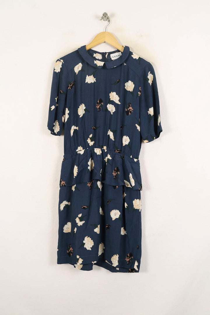 Robe Fleurie Bleue et Blanche - Taille S/36 de la marque Ganni | PARAD73126 - Vendu par Paradigme - Image 2