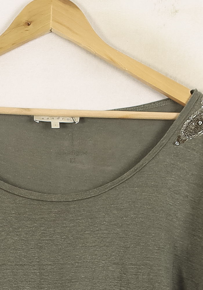 Tee-shirt Vert - Taille S/36 de la marque Sandro | PARAD73141 - Vendu par Paradigme - Image 3
