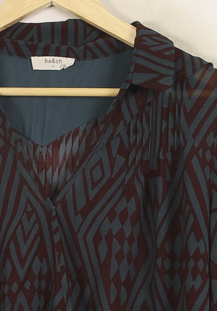 Blouse Bleue et Bordeaux - Taille S/36 de la marque ba&sh | PARAD73155 - Vendu par Paradigme - Image 3