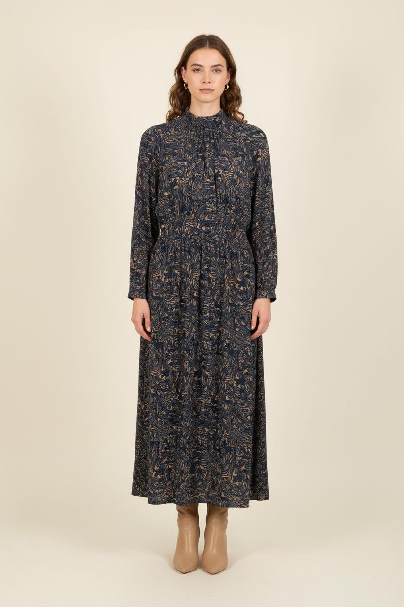 Robe Longue Bleu Marine et Beige - Taille XS/34 de la marque IKKS | PARAD73181 - Vendu par Paradigme - Image 1