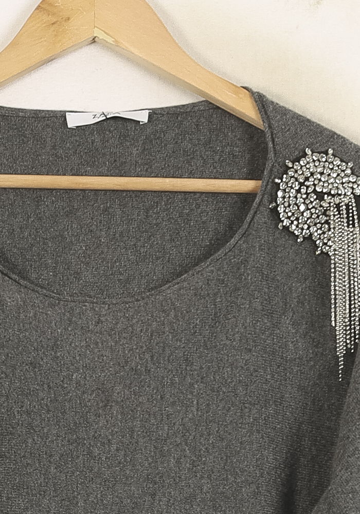 Pull Gris - Taille S/36 de la marque ZAPA | PARAD73224 - Vendu par Paradigme - Image 3