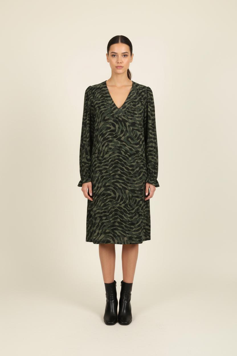 Robe Imprimée Verte et Noire - Taille S/36 de la marque IKKS | PARAD73228 - Vendu par Paradigme - Image 1