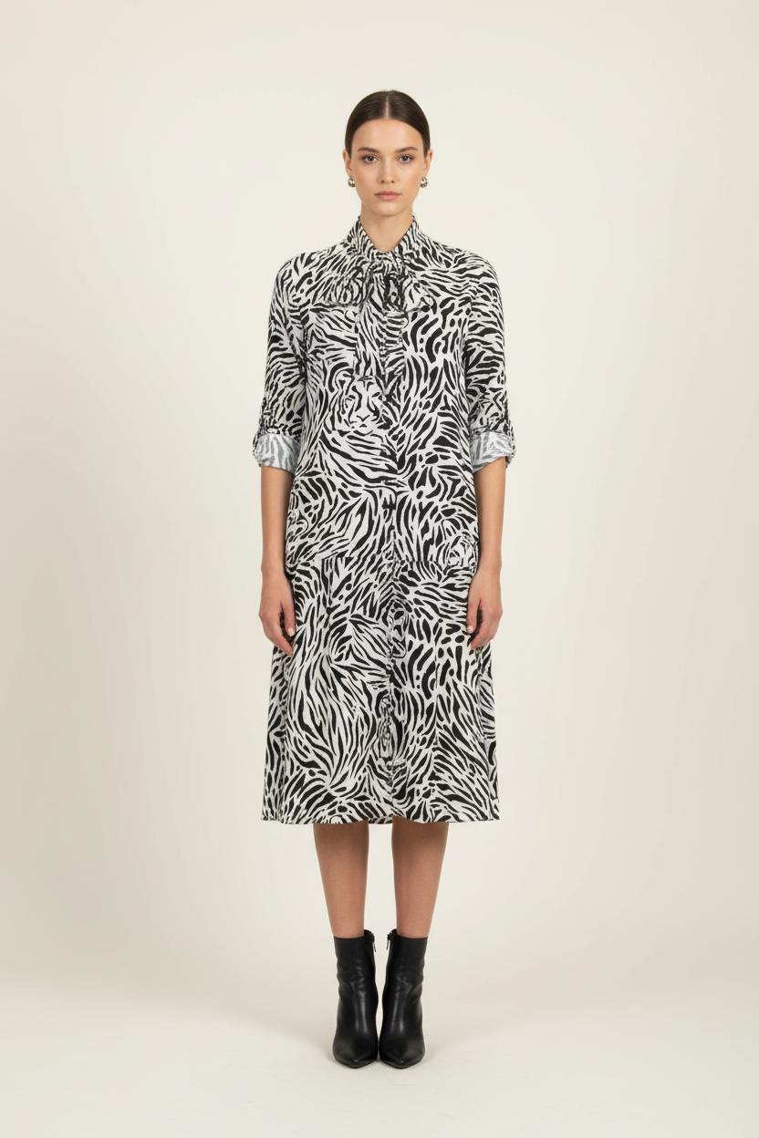 Robe Midi Noire et Blanche - Taille S/36 de la marque Caroll | PARAD73241 - Vendu par Paradigme - Image 1