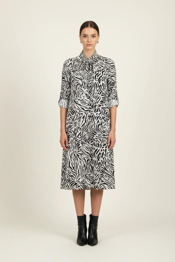 Robe Midi Noire et Blanche - Taille S/36 de la marque Caroll | PARAD73241 - Vendu par Paradigme - Image 1