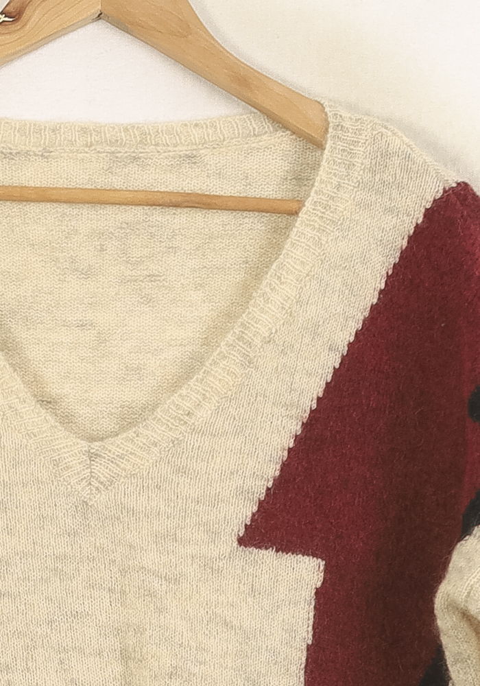 Pull Beige et Bordeaux - Taille S/36 de la marque Bérénice | PARAD73250 - Vendu par Paradigme - Image 3
