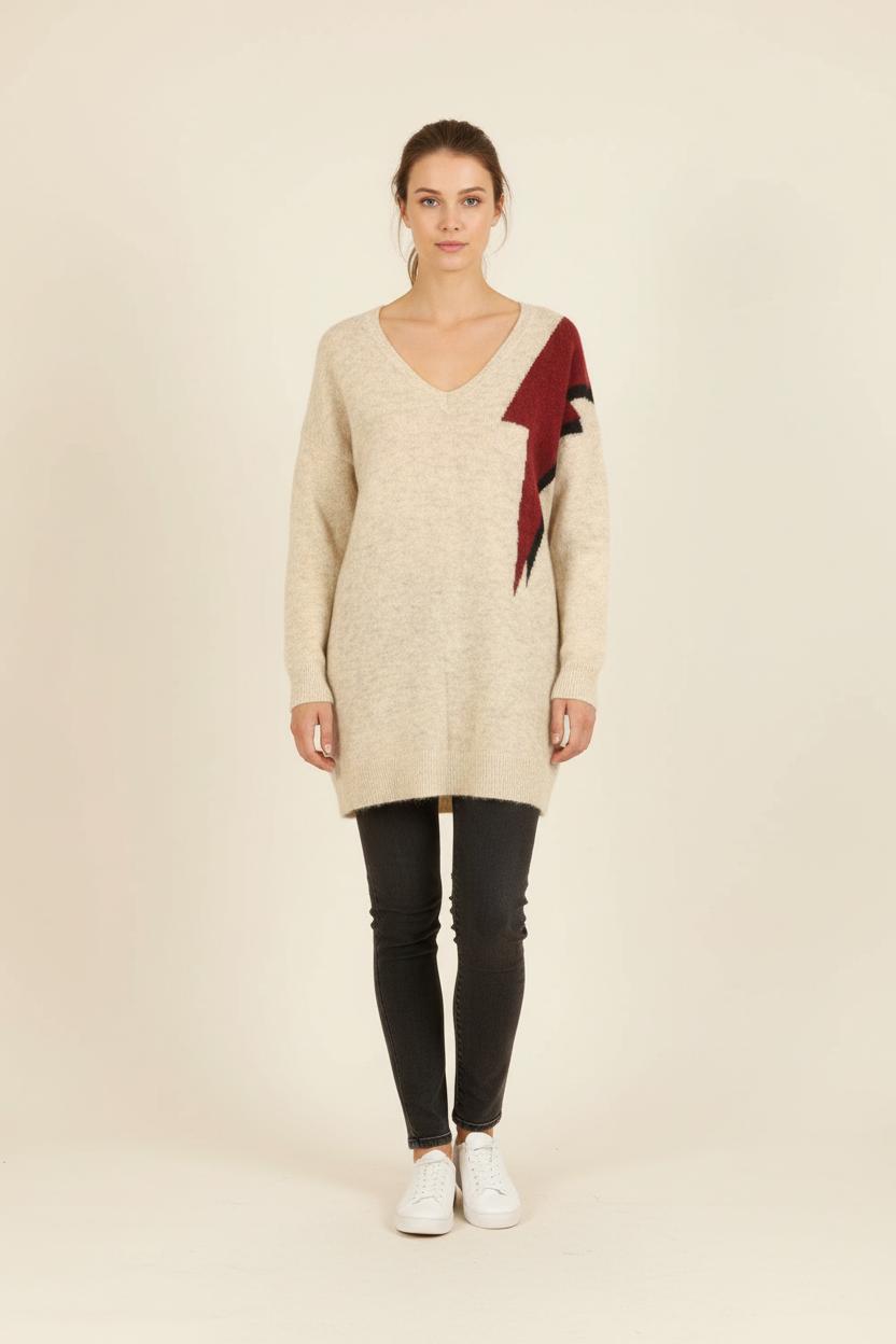 Pull Beige et Bordeaux - Taille S/36 de la marque Bérénice | PARAD73250 - Vendu par Paradigme - Image 1