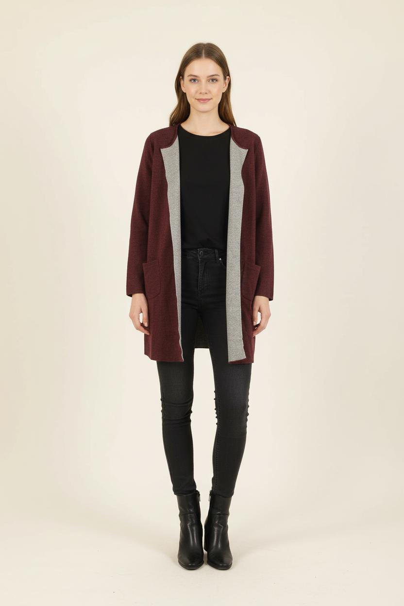 Cardigan Bordeaux et Gris - Taille S/36 de la marque Bérénice | PARAD73255 - Vendu par Paradigme - Image 1