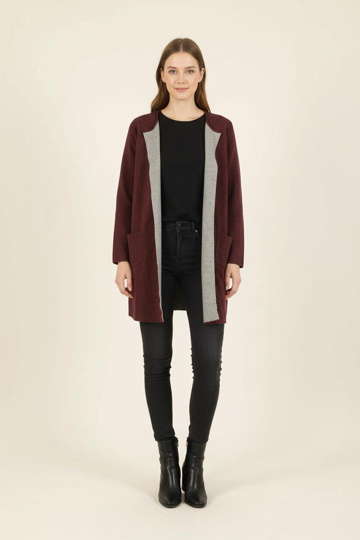 Cardigan Bordeaux et Gris - Taille S/36 de la marque Bérénice | PARAD73255 - Vendu par Paradigme - Image 1