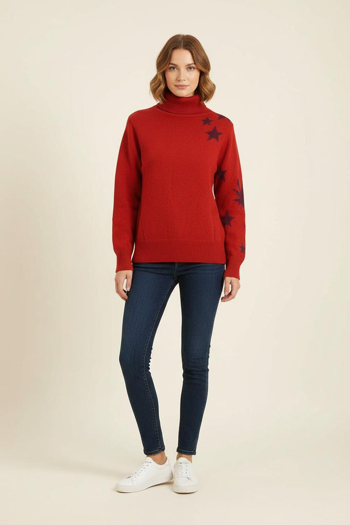 Pull Col Roulé Rouge et Noir - Taille S/36 de la marque Bérénice | PARAD73262 - Vendu par Paradigme - Image 1