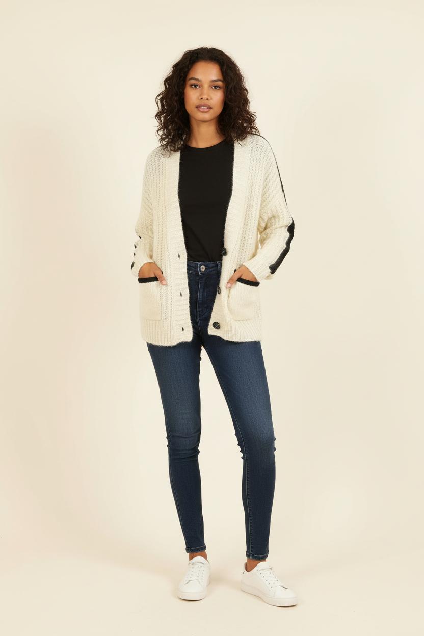 Cardigan Blanc et Noir - Taille S/36 de la marque Bérénice | PARAD73269 - Vendu par Paradigme - Image 1