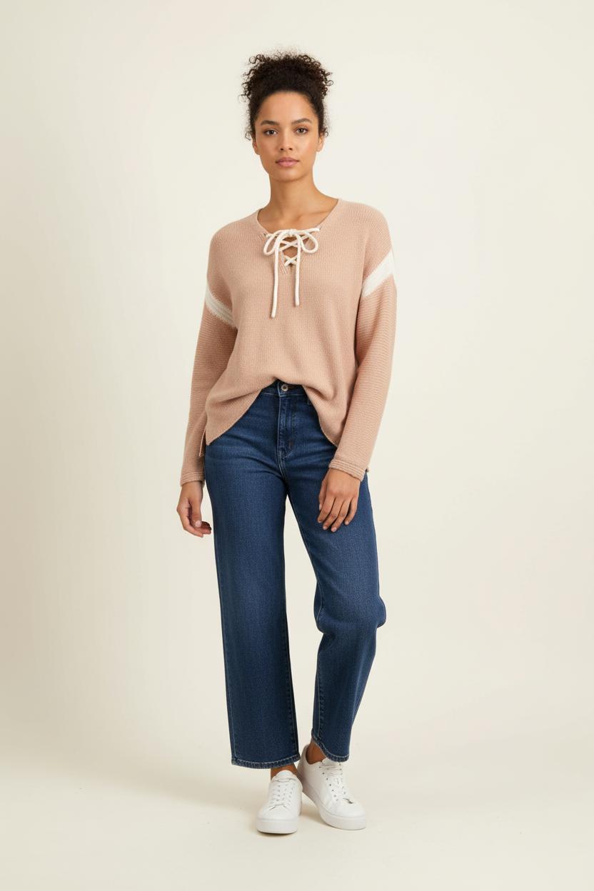 Pull Rose et Blanc - Taille S/36 de la marque Bérénice | PARAD73271 - Vendu par Paradigme - Image 1