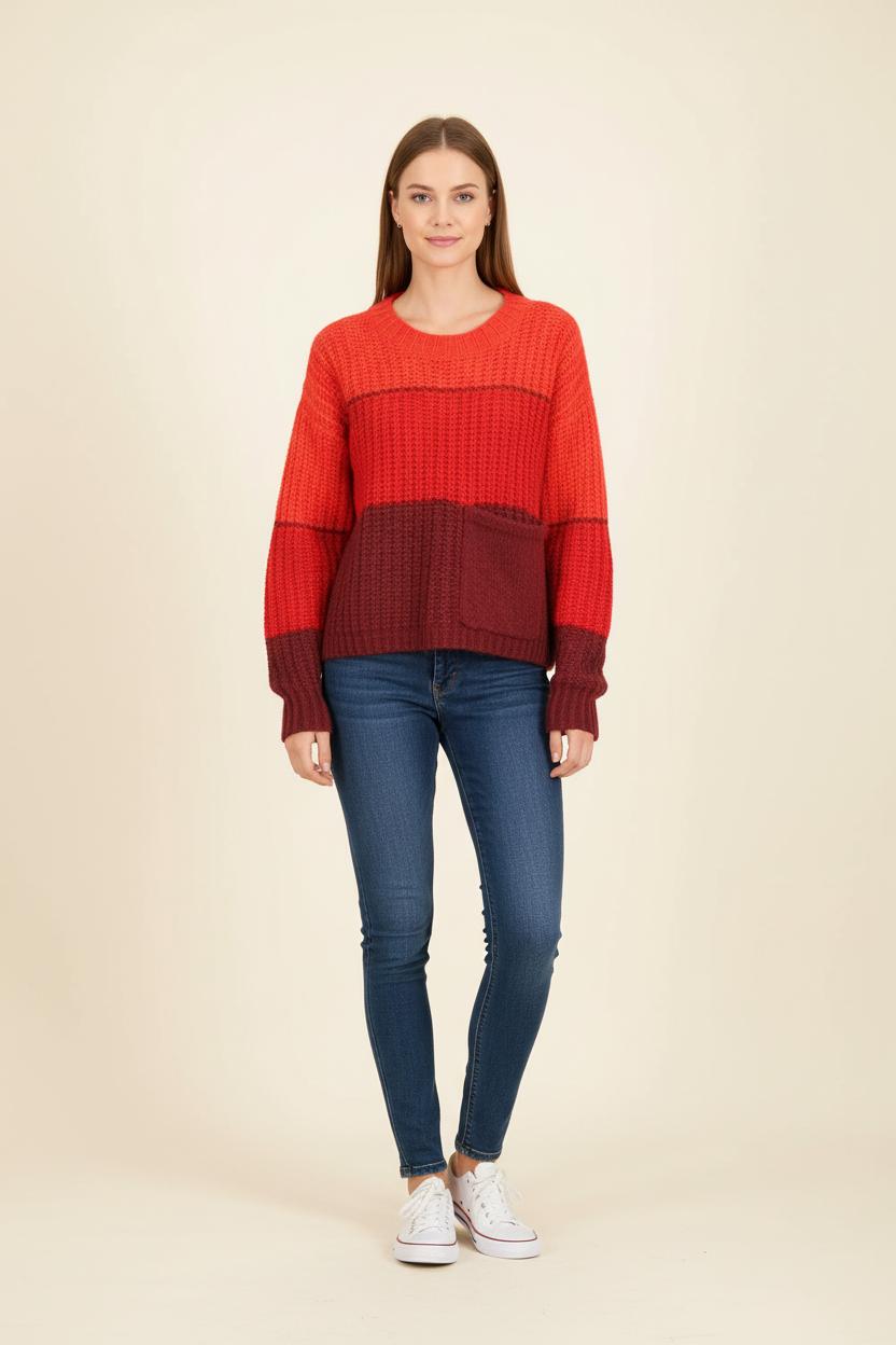 Pull Rouge et Bordeaux - Taille S/36 de la marque Bérénice | PARAD73294 - Vendu par Paradigme - Image 1