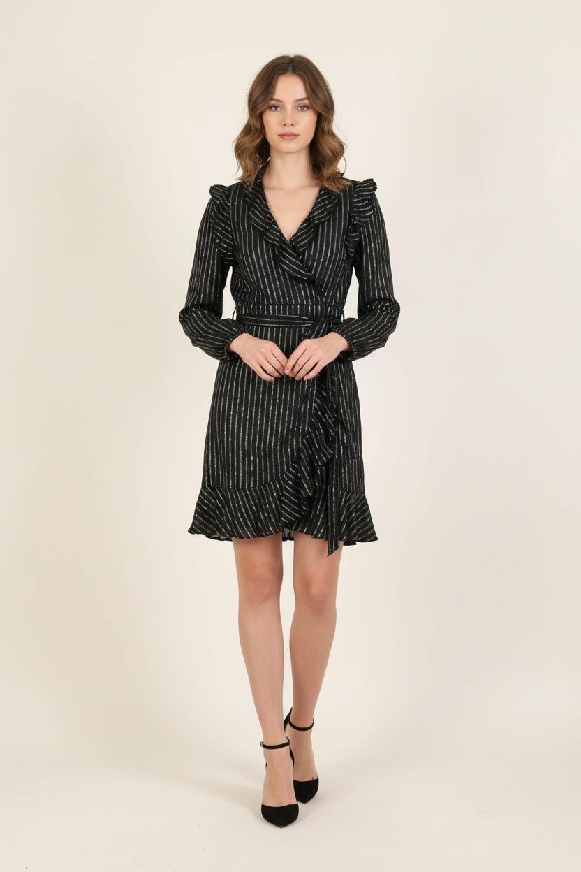Robe Portefeuille Noire et Argentée - Taille S/36 de la marque Bérénice | PARAD73324 - Vendu par Paradigme - Image 1