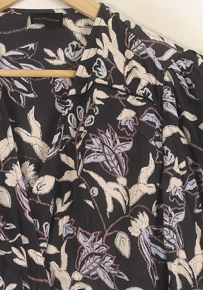 Robe Fleurie Noire et Beige - Taille S/36 de la marque Bérénice | PARAD73331 - Vendu par Paradigme - Image 3